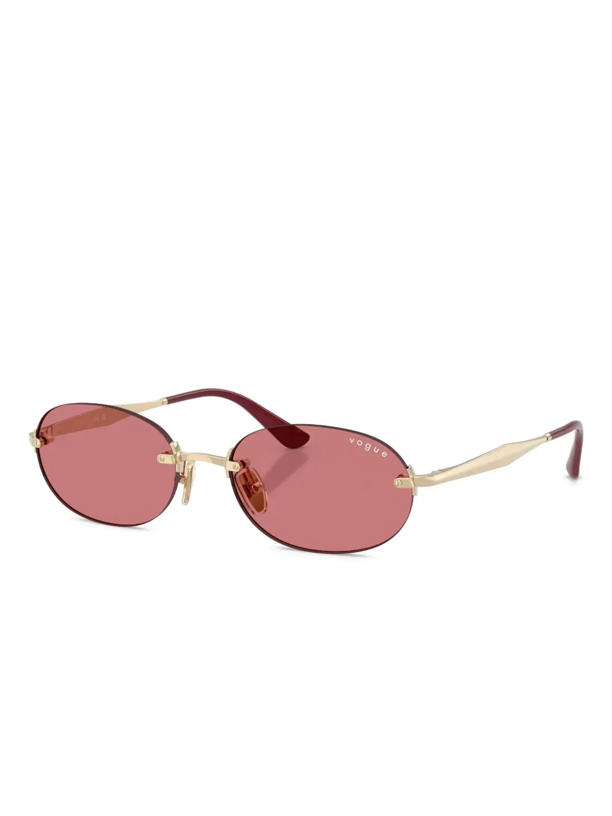 Vogue Eyewear オーバルフレームリムレス サングラス - ゴールド - 画像2