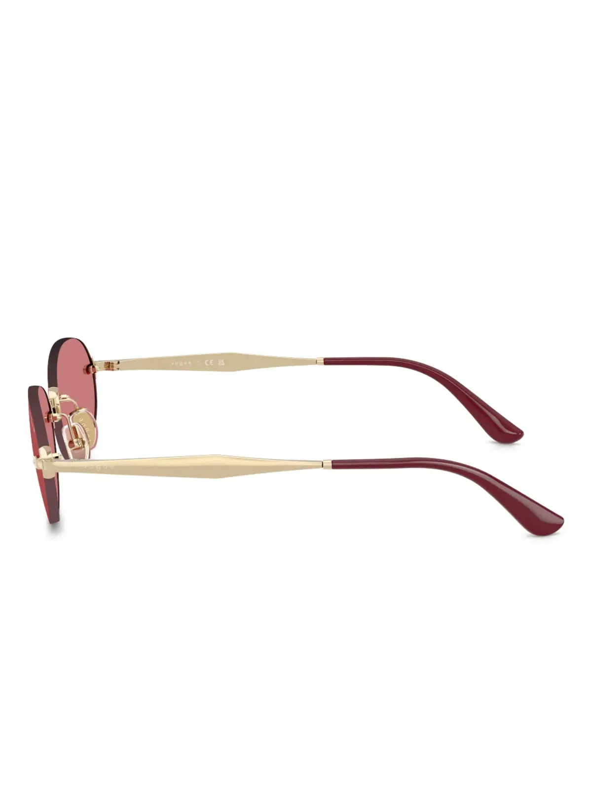 Vogue Eyewear オーバルフレームリムレス サングラス - ゴールド - 画像4