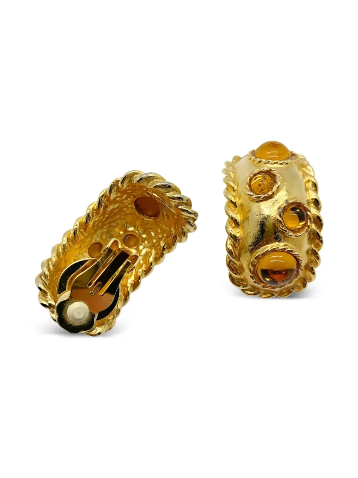 Escada Pre-Owned 1980s Cabochon huggie earrings - Gold - 画像2