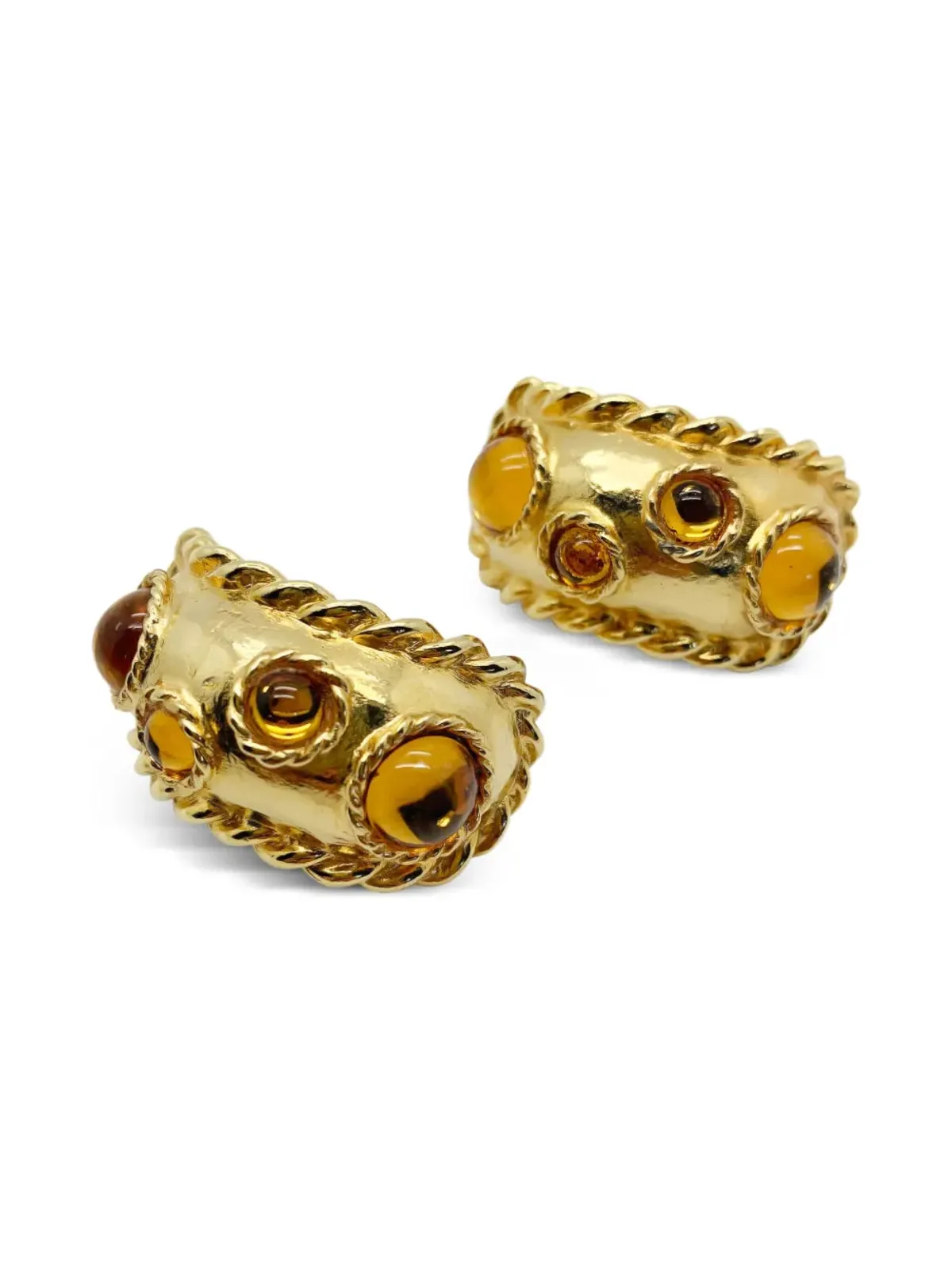 Escada Pre-Owned 1980s Cabochon huggie earrings - Gold - 画像3