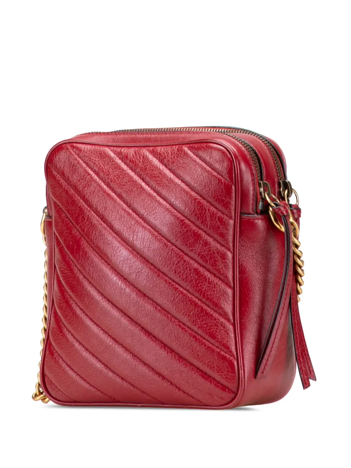 Gucci Pre-Owned GG Marmont Matelasse Leather Double Zip Crossbody Bag - Red - 画像3