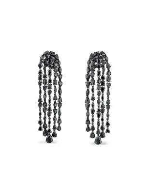 Anabela Chan 14K white gold and rhodium vermeil Cascade diamond earrings - Black - サムネイル1