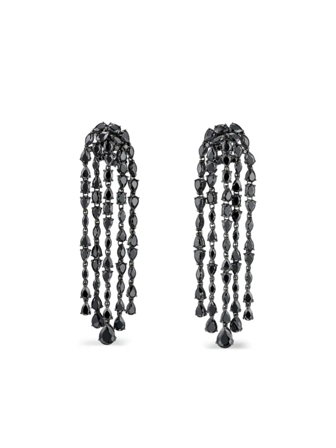 Anabela Chan Anabela Chan 14K white gold and rhodium vermeil Cascade diamond earrings - Blackの商品画像