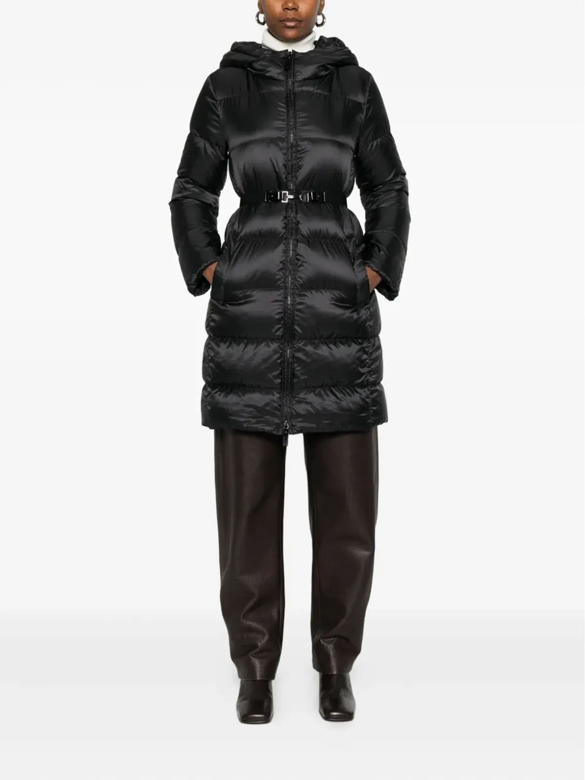 Max Mara フード付きベルトコート - 画像2