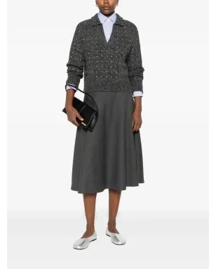 PINKO rhinetone-embellished collared sweater - Grey - サムネイル2