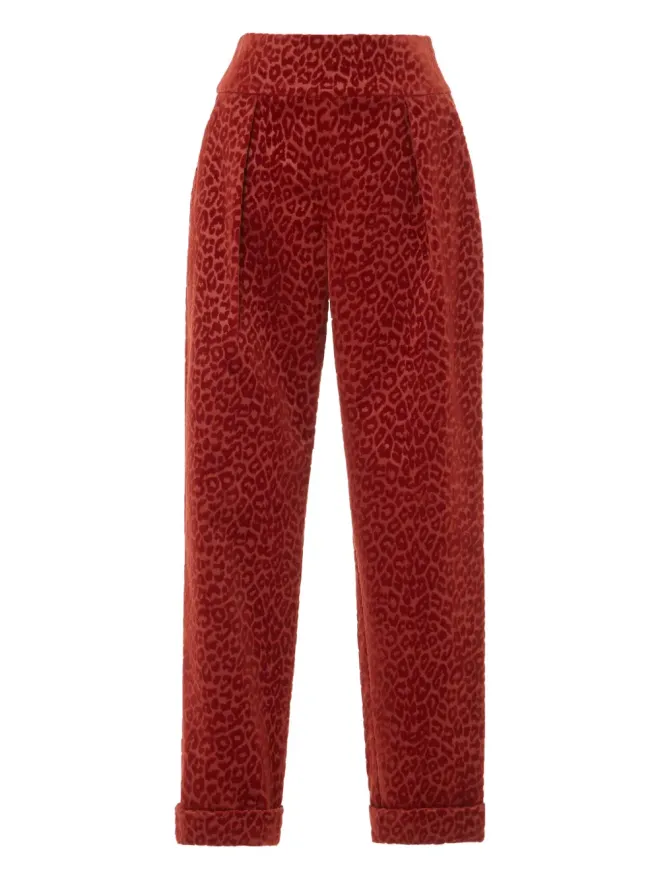Temperley London Temperley London プリーツレオパードプリントパンツ - レッドの商品画像