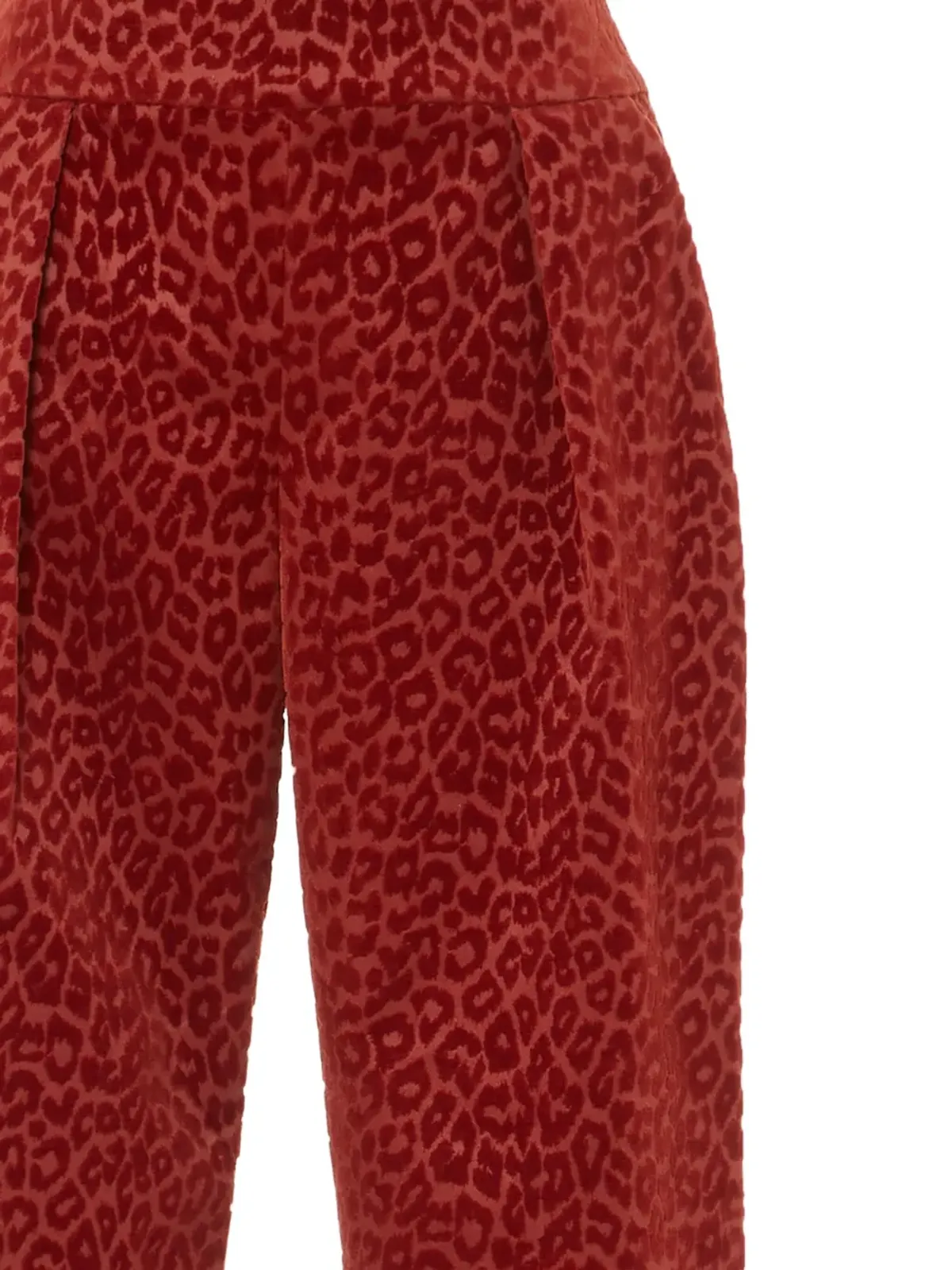 Temperley London プリーツレオパードプリントパンツ - レッド - 画像2