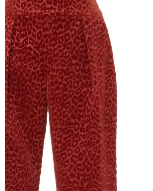 Temperley London プリーツレオパードプリントパンツ - レッド - サムネイル2