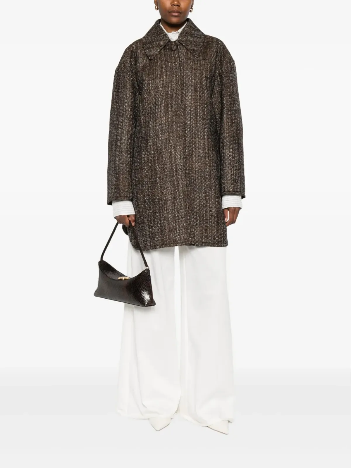 FENDI ツイード襟付きコート（ブラウン） - 画像2