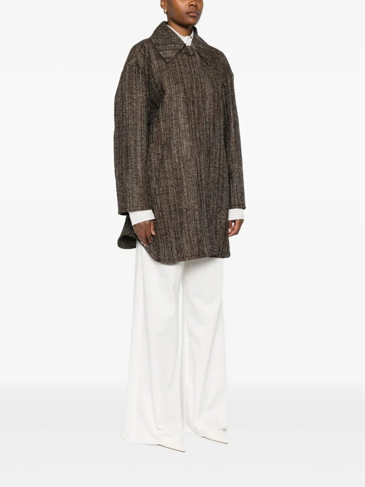FENDI ツイード襟付きコート（ブラウン） - 画像3