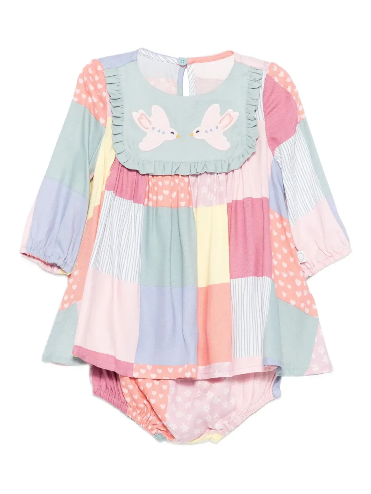 Stella McCartney Kids patchwork bird-applique dress - Blue - 画像1