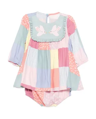 Stella McCartney Kids patchwork bird-applique dress - Blue - サムネイル1