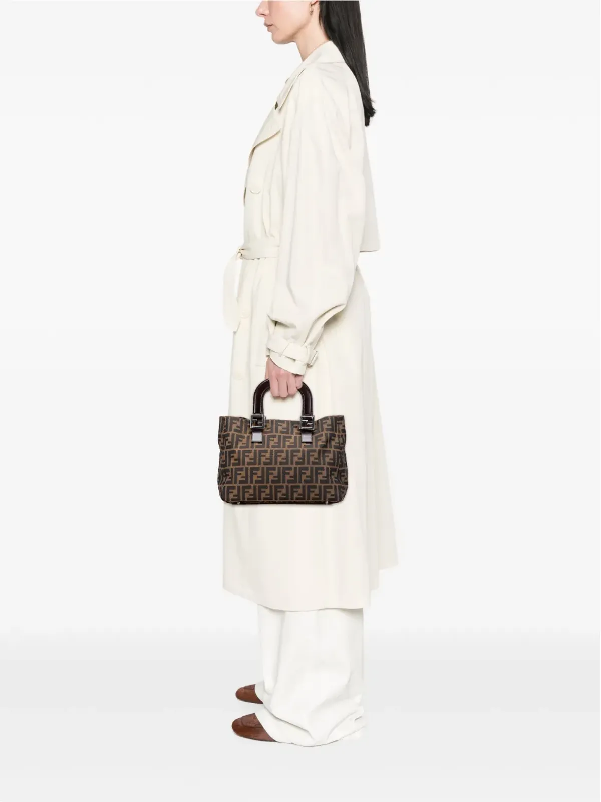 Fendi Pre-Owned ビンテージ 20世紀 Zucca キャンバス ツインズ トートバッグ ブラウン - 画像2