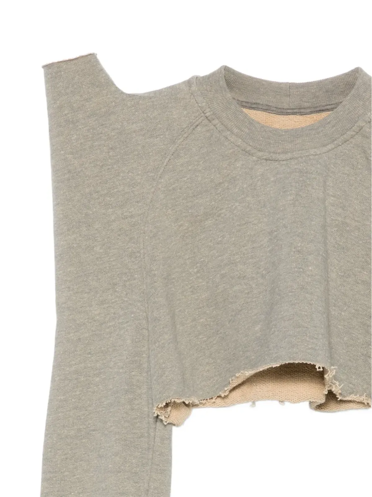 Rick Owens DRKSHDW ほつれヘム ラグランスリーブ トップ - グレー - 画像3