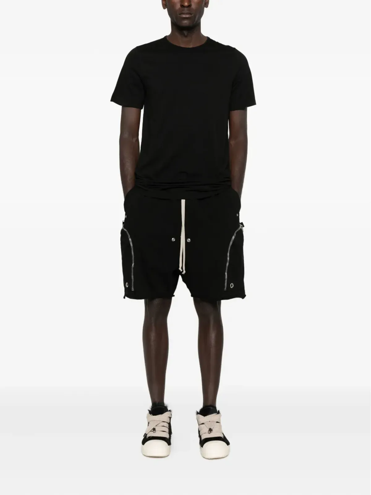 Rick Owens DRKSHDW ショートスリーブ・サイドタイ Tシャツ - ブラック - 画像2