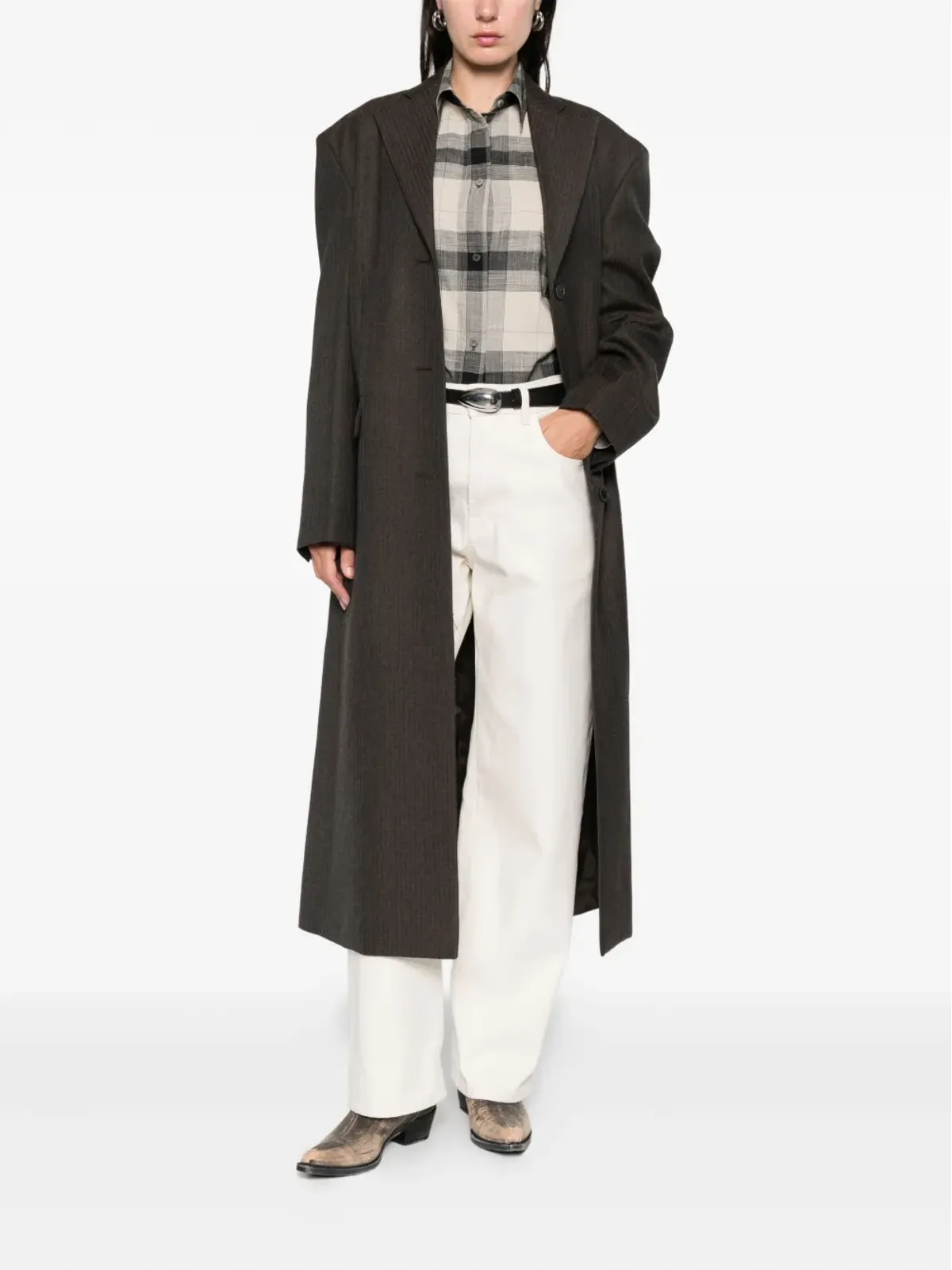 CALVIN KLEIN COLLECTION チェック柄ボタン留めScarlettシャツ - 画像2