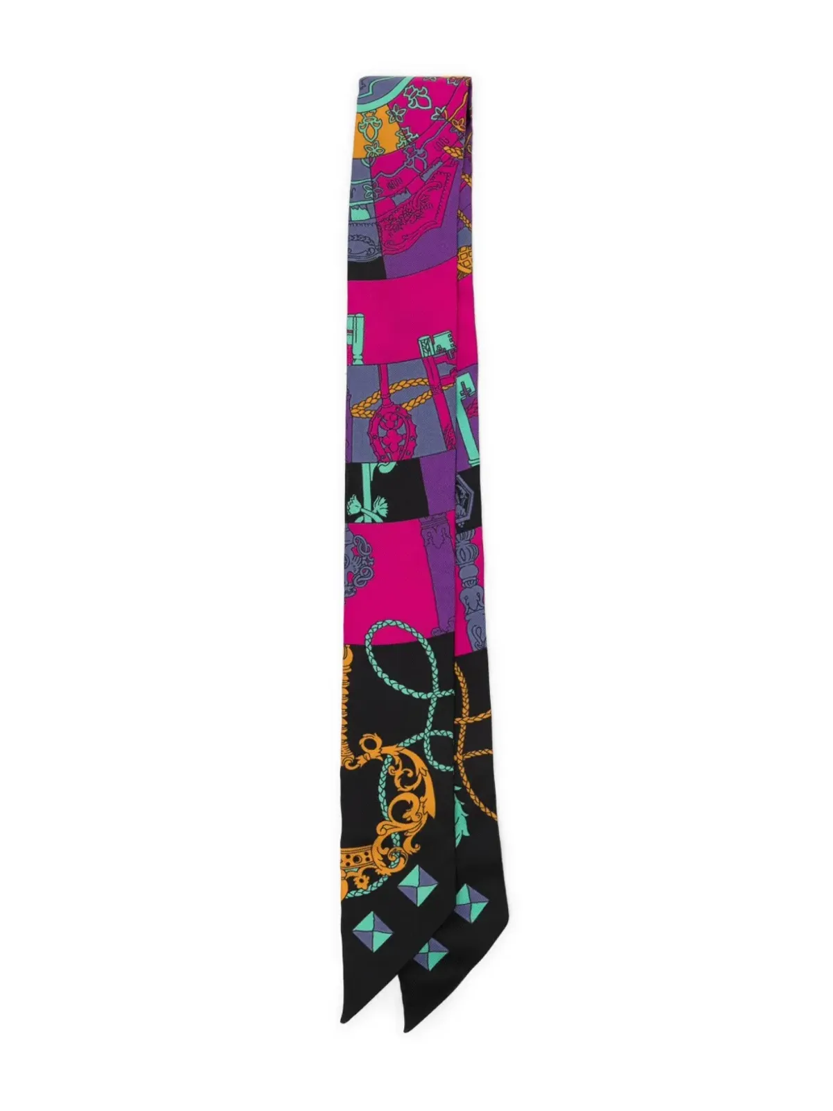 Hermès Pre-Owned Silk Tours de Cles Twilly Noir Fuchsia Vert - Black - 画像2