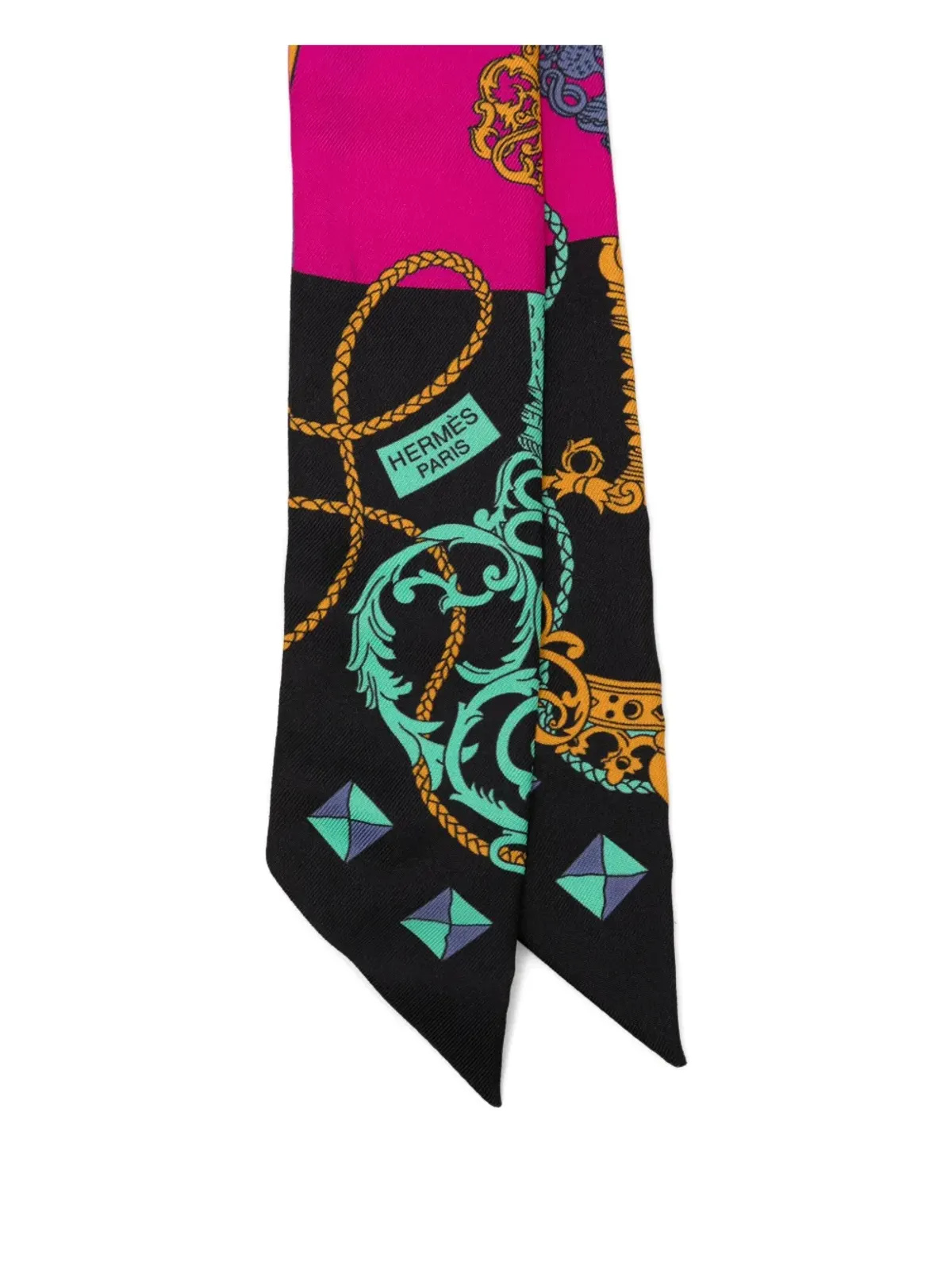 Hermès Pre-Owned Silk Tours de Cles Twilly Noir Fuchsia Vert - Black - 画像3