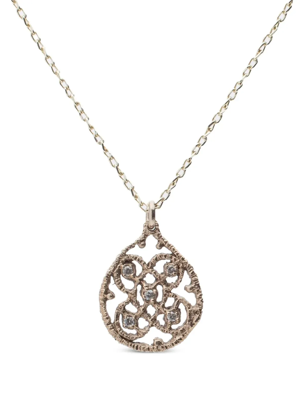 Noguchi 14K イエローゴールド ダイヤモンド ドロップ R ダイヤモンド ネックレス - 画像3