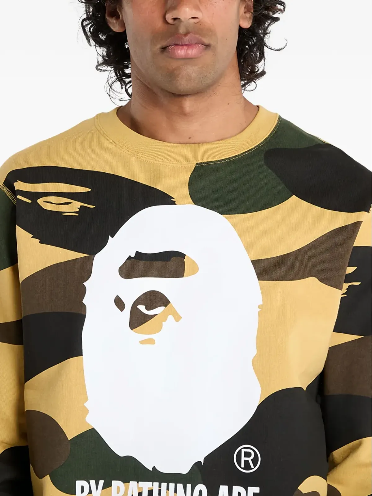 A BATHING APE カモフラージュプリント クルーネック スウェットシャツ - イエロー - 画像5