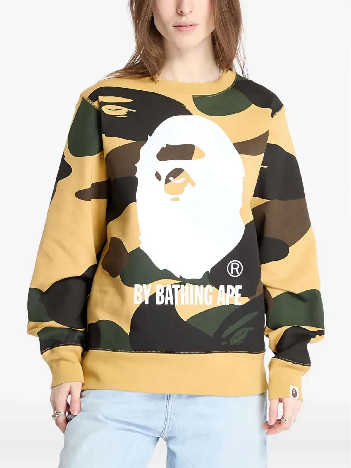 A BATHING APE カモフラージュプリント クルーネック スウェットシャツ - イエロー - 画像3