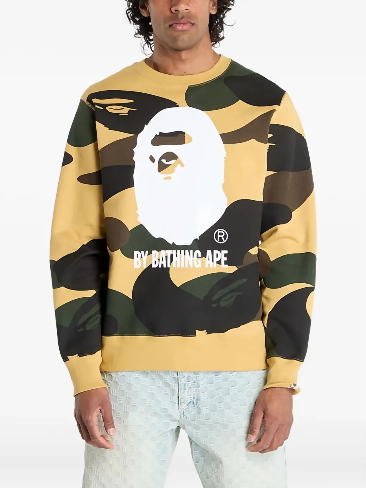 A BATHING APE カモフラージュプリント クルーネック スウェットシャツ - イエロー - 画像4