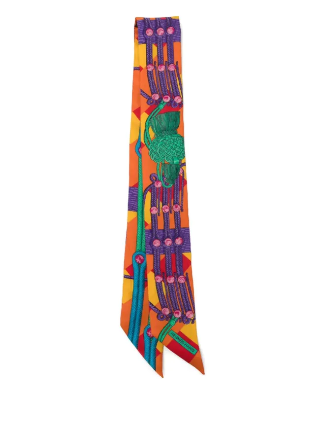 Hermès Pre-Owned Hermès ビンテージ Silk Cord Printed Silk Twilly - オレンジの商品画像