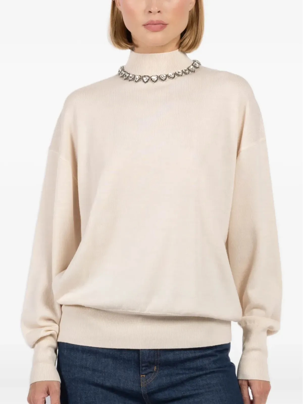 ZIMMERMANN クリスタル装飾ハイネックセーター - ホワイト - 画像5