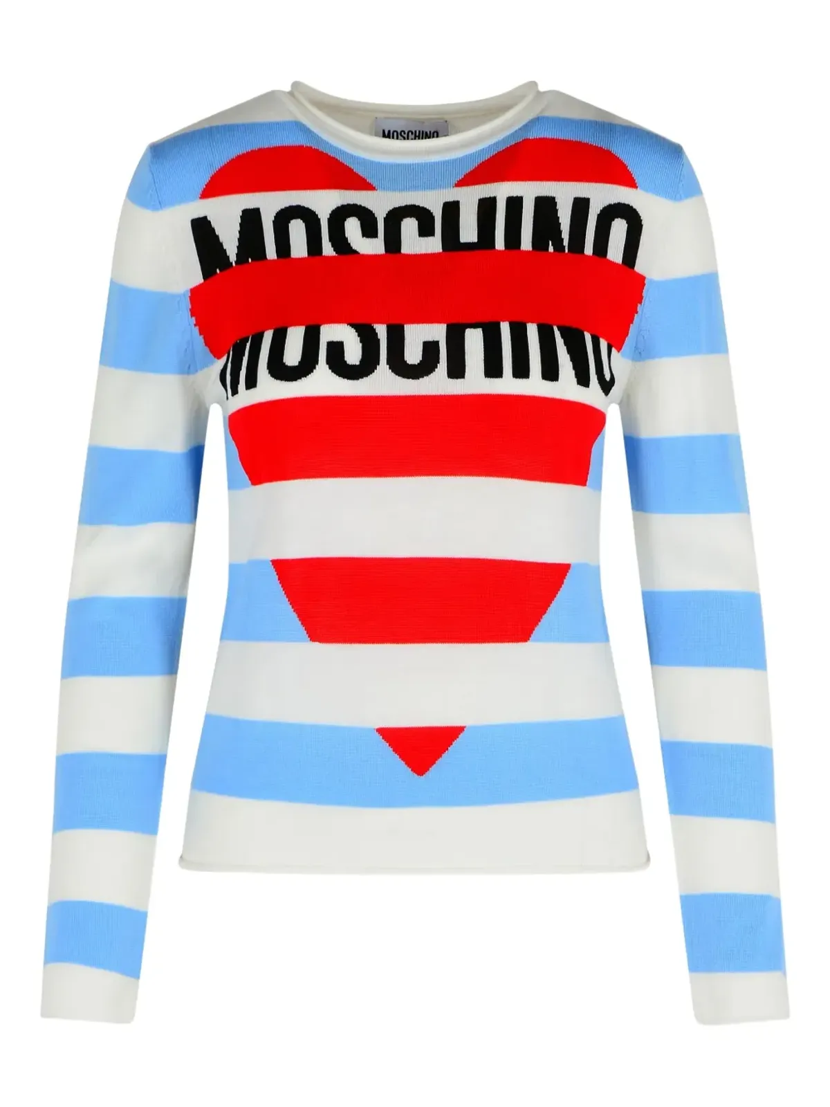 MOSCHINO JEANS ハートロゴ入りストライプセーター - 画像1