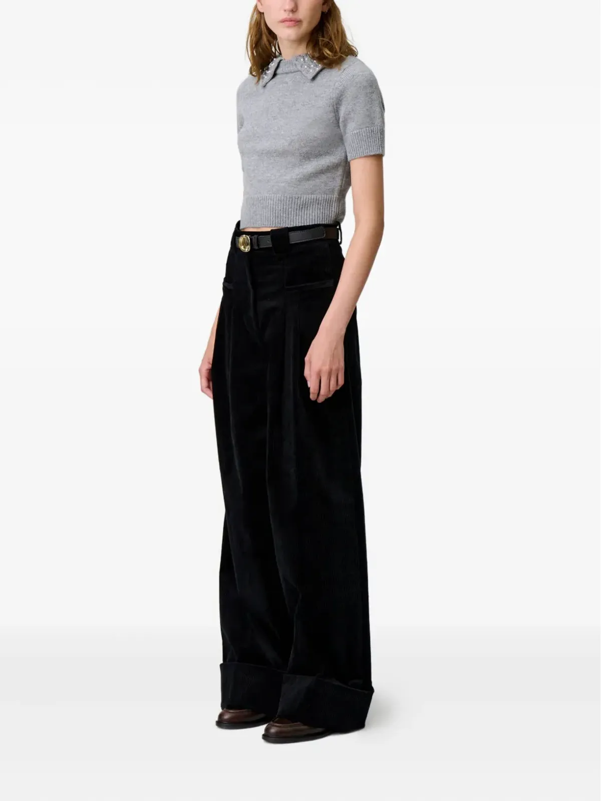 Claudie Pierlot ハイウエスト・ワイドレッグパンツ - 画像3