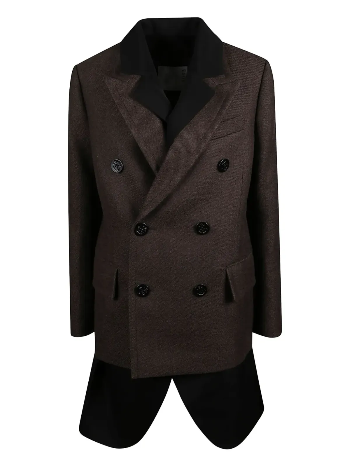 sacai ダブルブレスト ウールコート - Brown - 画像1