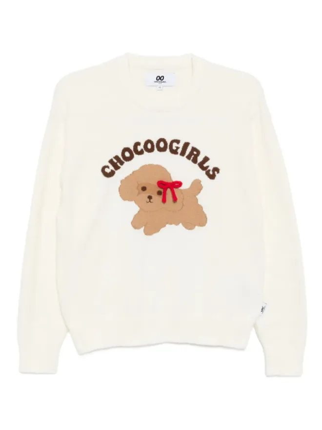 CHOCOOLATE CHOCOOLATE puupy-print jumper - Neutralsの商品画像