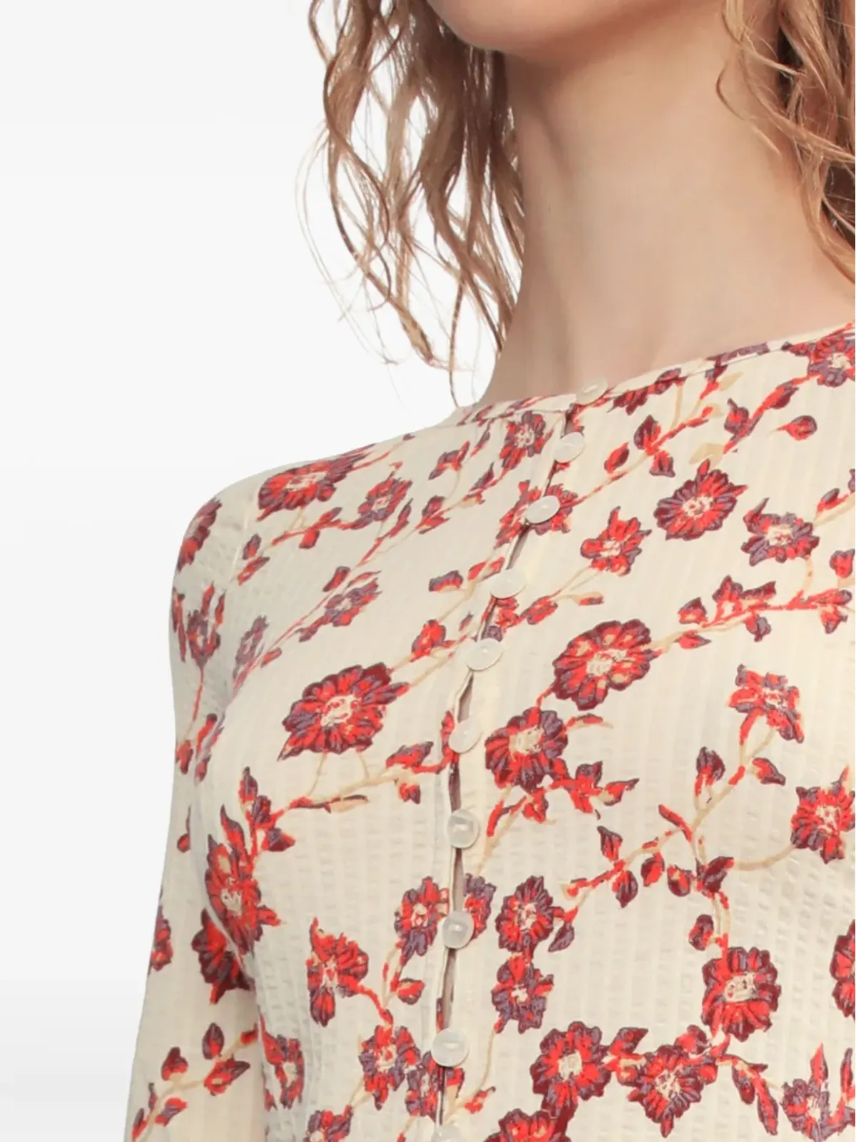 Free People 花柄プリント ボタントップス - 画像5