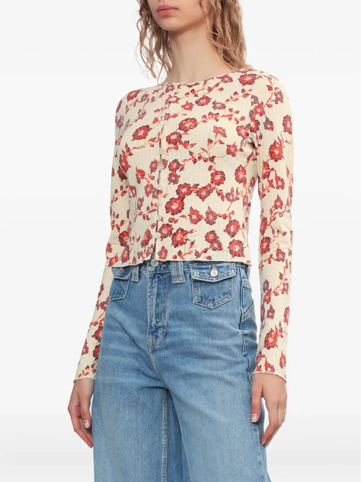 Free People 花柄プリント ボタントップス - 画像3