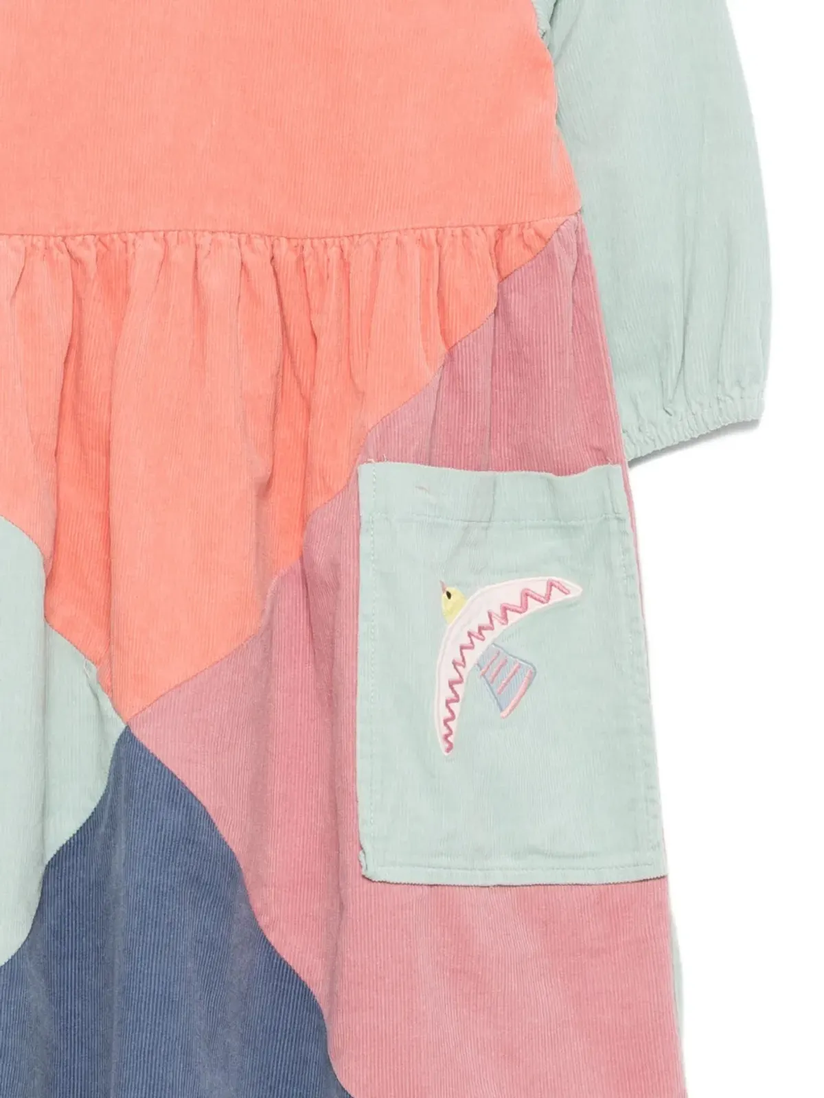 Stella McCartney Kids カラーブロック刺繍ポケット付きカジュアルドレス - オレンジ - 画像3