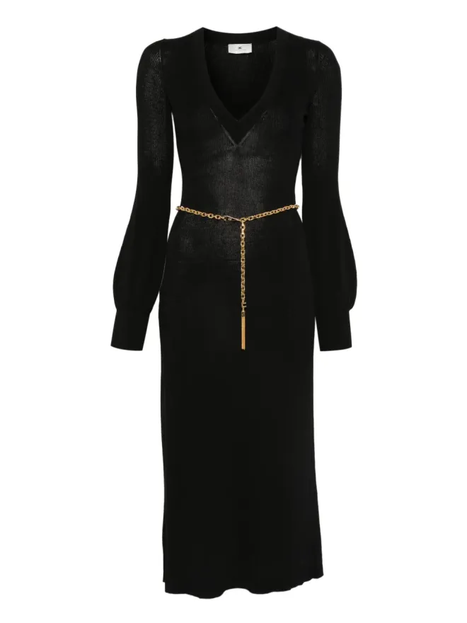 Elisabetta Franchi Elisabetta Franchi バルーンスリーブ Vネック ミディドレスの商品画像