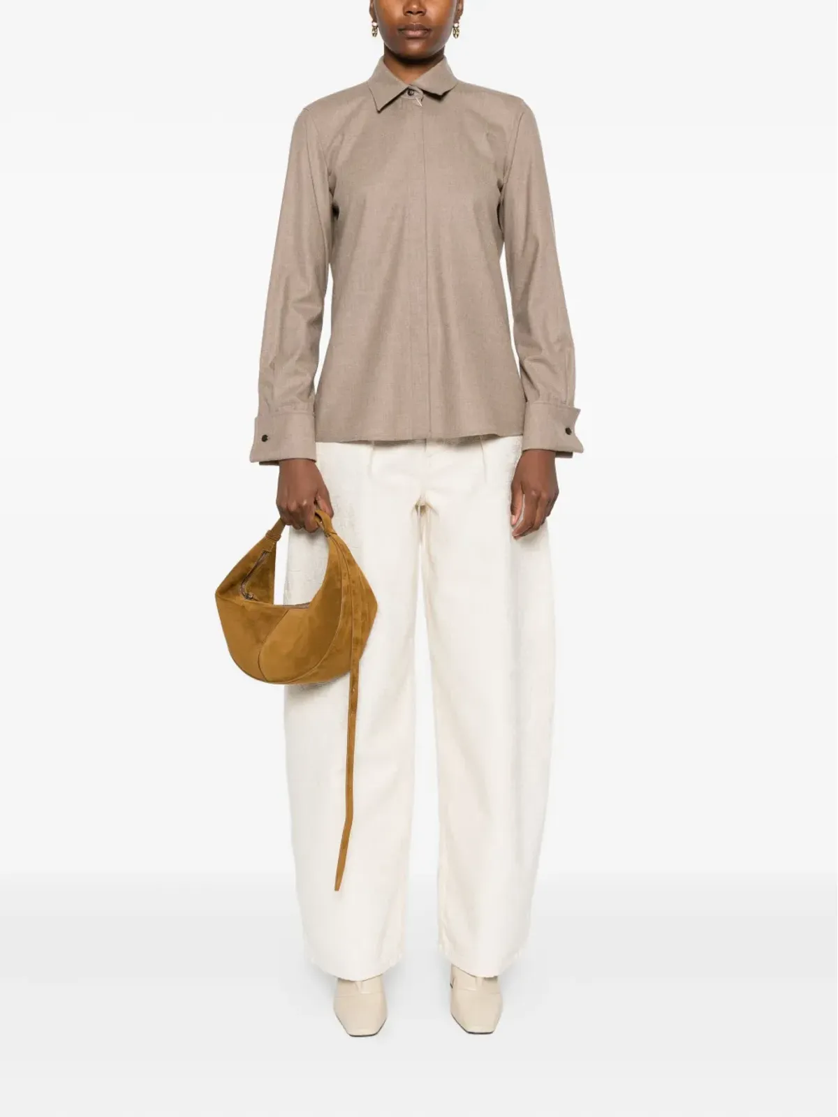 Max Mara ボタンカフス カシミア シャツ - 画像2