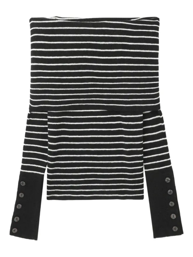 Free People Free People オフショルダー・ストライプセーター ブラックの商品画像