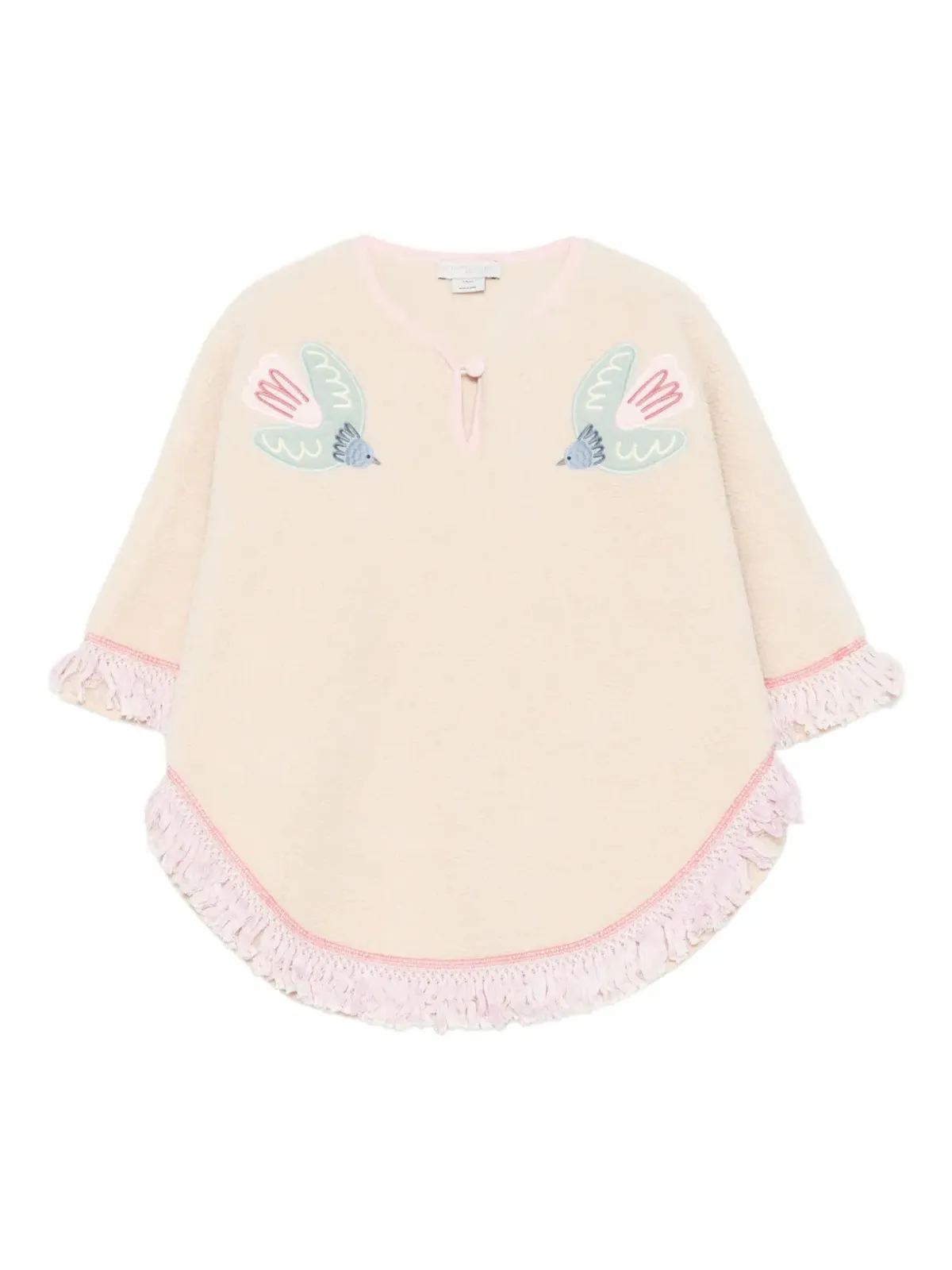 Stella McCartney Kids 鳥刺繍フリンジポンチョ - 画像1