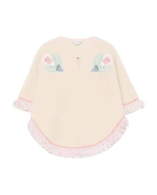 Stella McCartney Kids 鳥刺繍フリンジポンチョ - サムネイル1