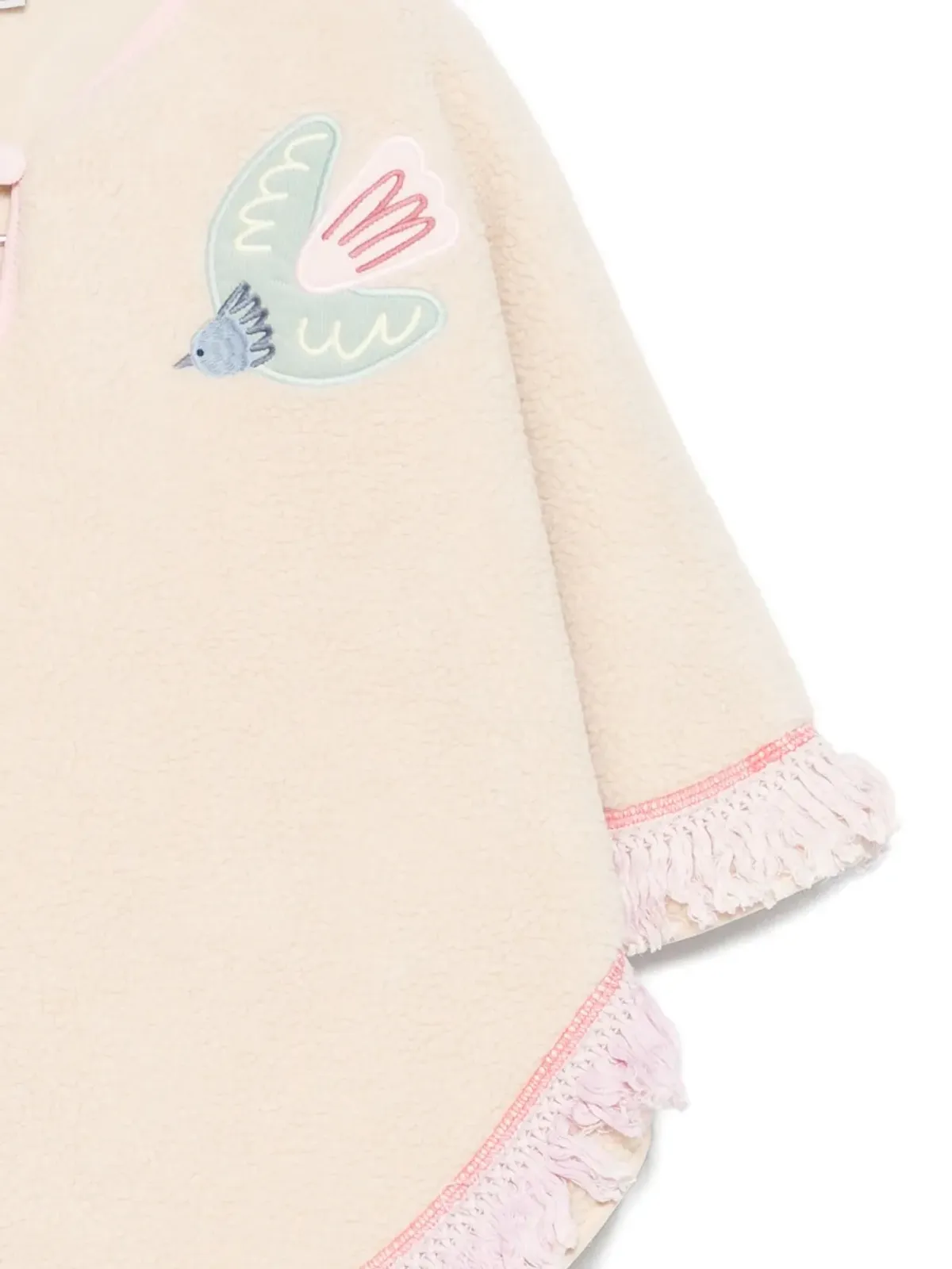 Stella McCartney Kids 鳥刺繍フリンジポンチョ - 画像3