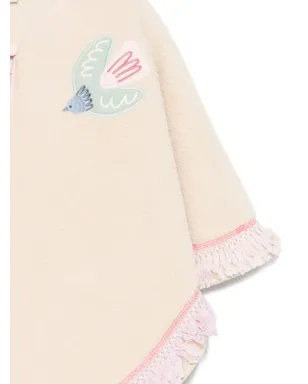 Stella McCartney Kids 鳥刺繍フリンジポンチョ - サムネイル3