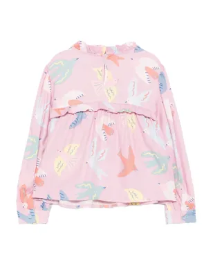 Stella McCartney Kids フリル鳥柄プリント ブラウス - パープル - サムネイル2
