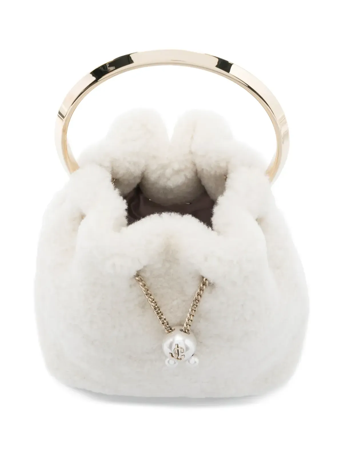 Jimmy Choo ボンボン パール付きリングハンドル ミニバッグ - 画像5