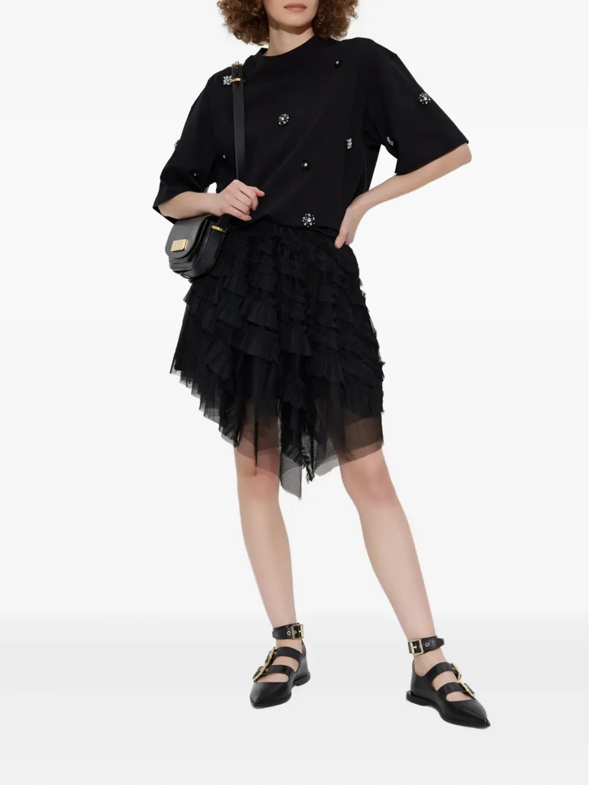 AllSaints Jayde ラッフルド チュールスカート ブラック - 画像2
