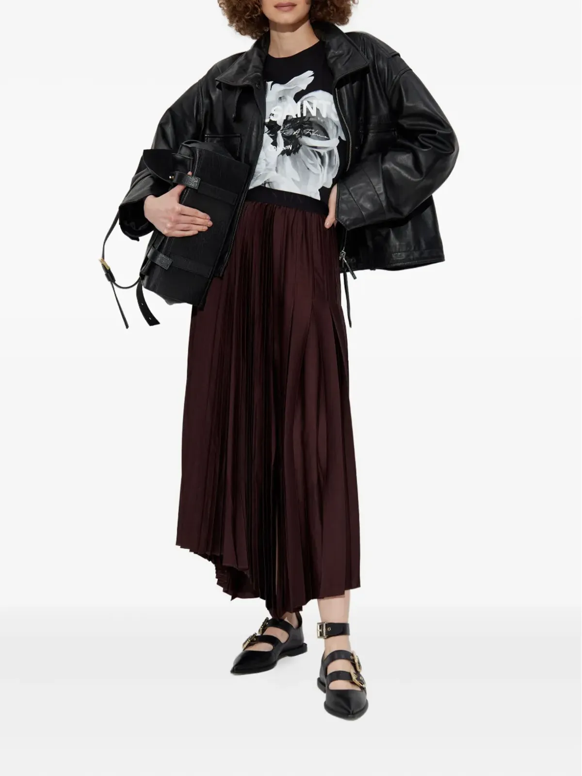 AllSaints Jax プリーツアシンメトリースカート - 画像2