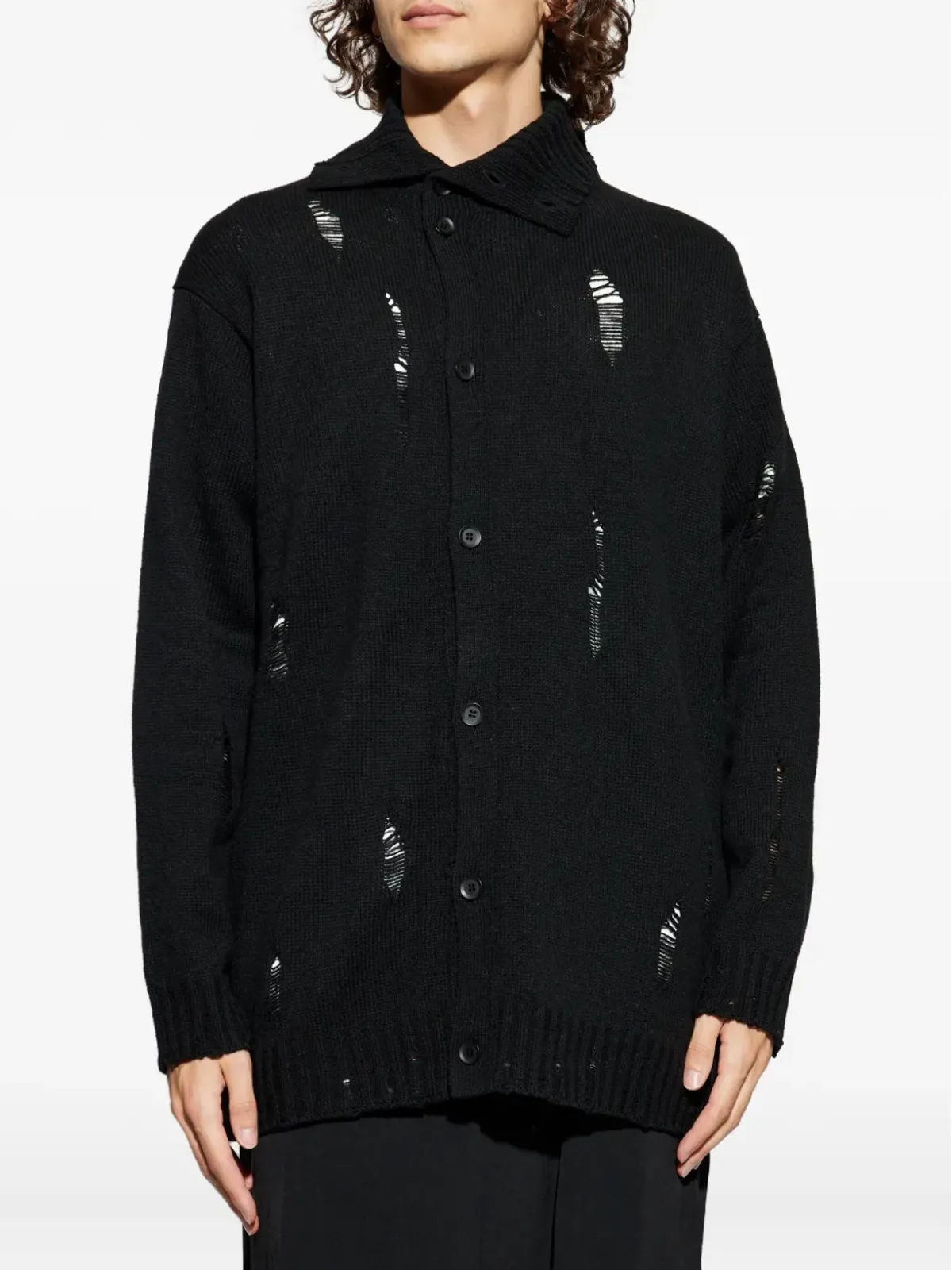 Yohji Yamamoto ディストレスト ボタン留め カーディガン - 画像3