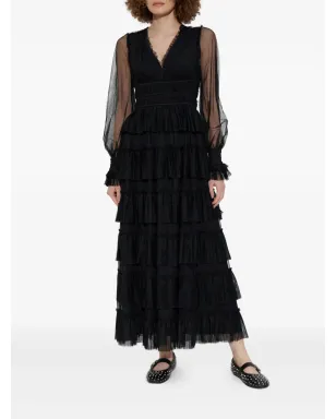 AllSaints ティアードフリルドレス ブラック - サムネイル2