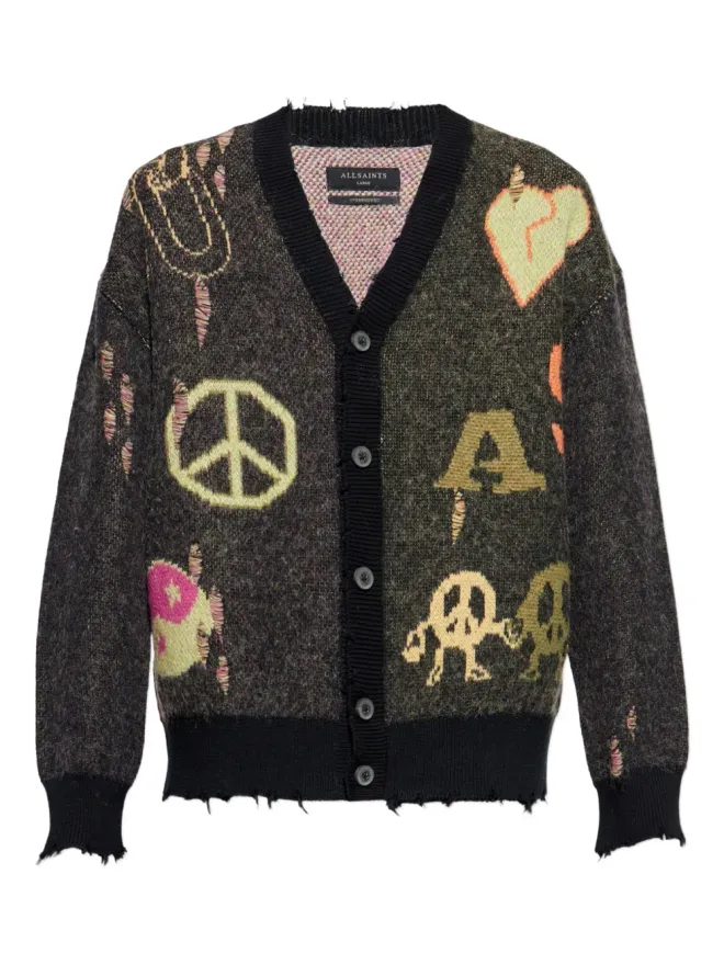 ALLSAINTS AllSaints グラフィックプリント入りフリンジカーディガンの商品画像