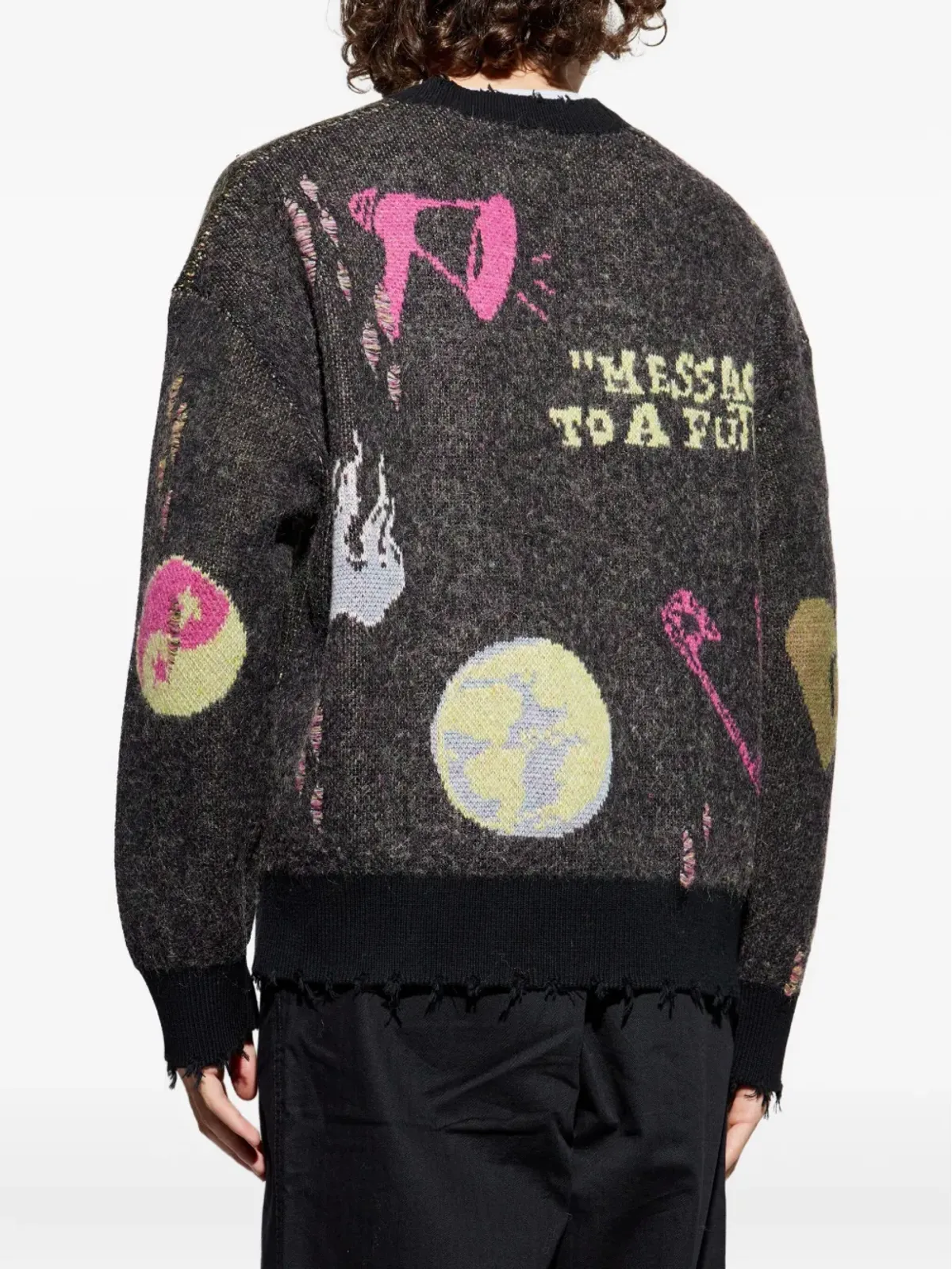 AllSaints グラフィックプリント入りフリンジカーディガン - 画像4
